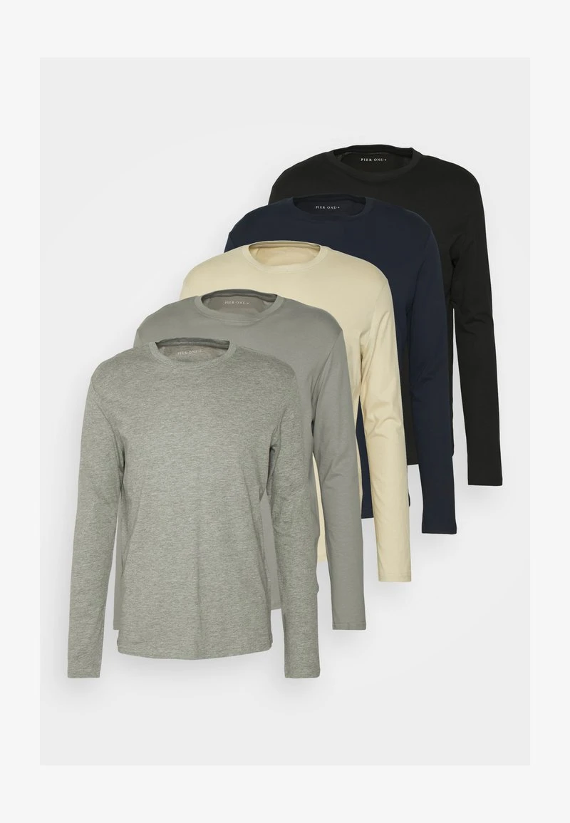 Pier One 5 PACK - Langarmshirt - Black/dark Blue/stone 6 Pier One 5 PACK - Langarmshirt - Black/dark Blue/stone – Bild 6
