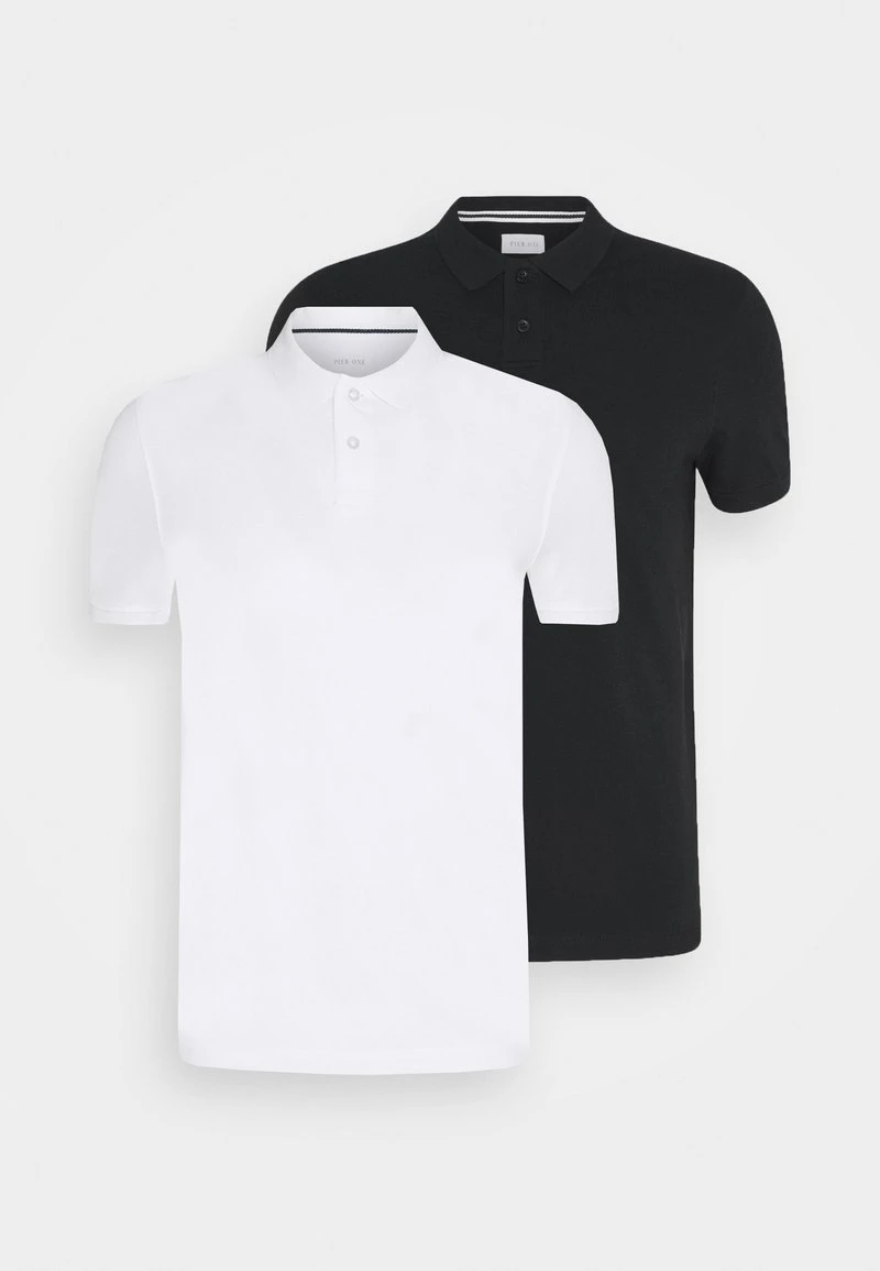 Pier One 2 PACK - Poloshirt - White/black 1 Pier One 2 PACK - Poloshirt - White/black