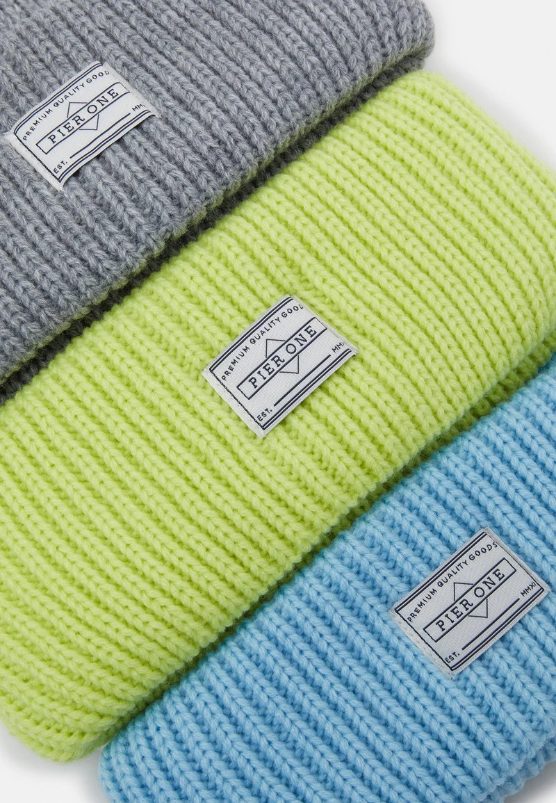 Pier One UNISEX 3 PACK - Mütze - Grey, Neon Green, Light Blue 3 Pier One UNISEX 3 PACK - Mütze - Grey, Neon Green, Light Blue – Bild 3