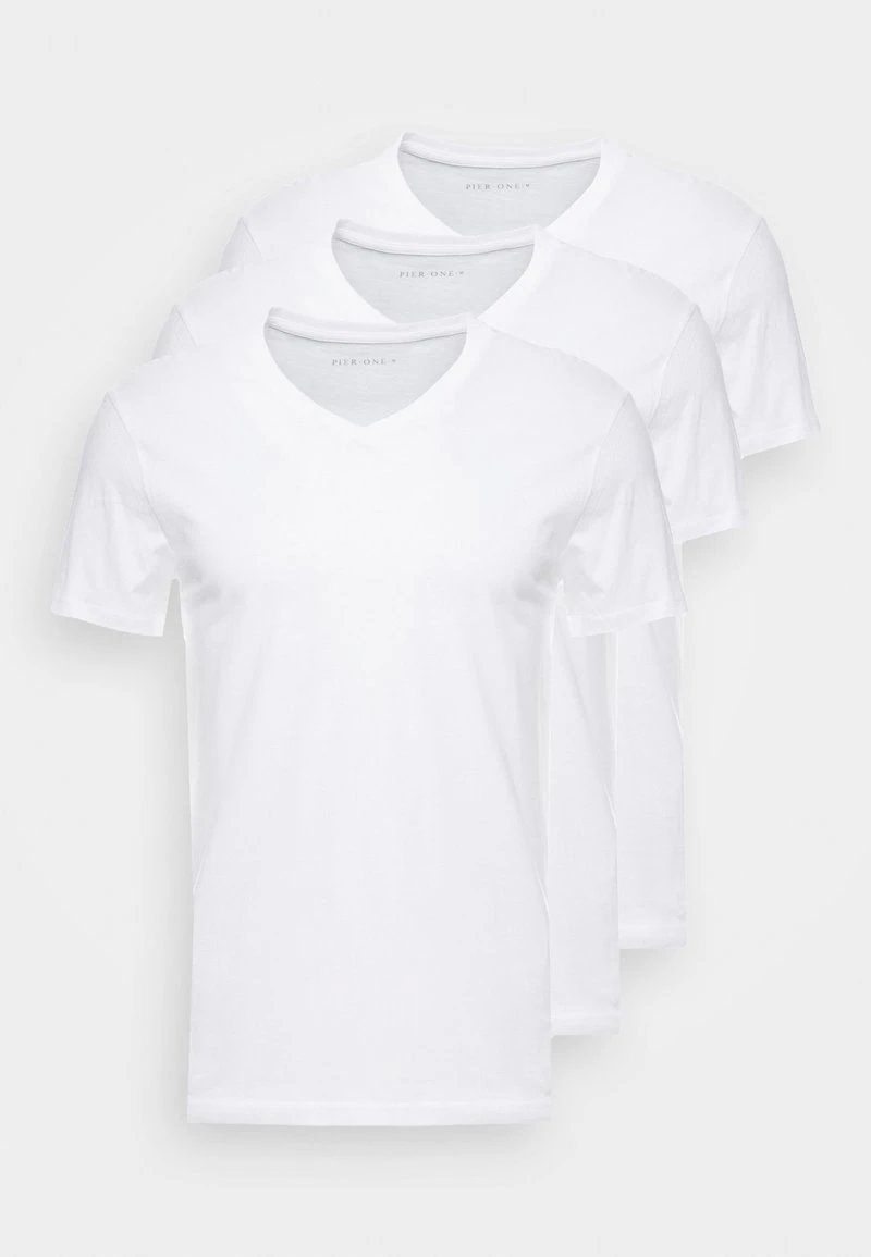 Pier One 3 PACK - T-Shirt Basic - White 5 Pier One 3 PACK - T-Shirt Basic - White – Bild 5